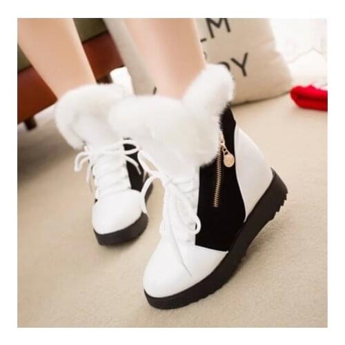 Women Boots platform Winter Shoes Women Snow Boots Platform Keep Warm Ankle Boots With Thick Fur Heels Botas Mujer heel 4 cm