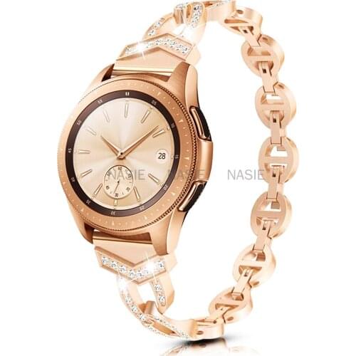 Correa steel 20mm Women Diamond Bracelet for Samsung Galaxy Watch 4 44mm 40mm Metal Strap for Galaxy Watch 3 41mm/Active 2 Band