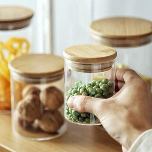 Storage Bottle Large копилка Glass Sealed Jar Bamboo Cover Tea Herbal Dried копилка для монет Fruit Snacks Storager Kitchen