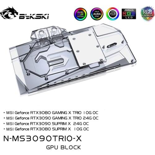 Bykski N-MS3090TRIO-X GPU Water Block For MSI RTX 3080 3090 GAMING X TRIO/ SUPRIM Graphic Card,VGA Cooler 5V A-RGB/12V RGB/SYNC