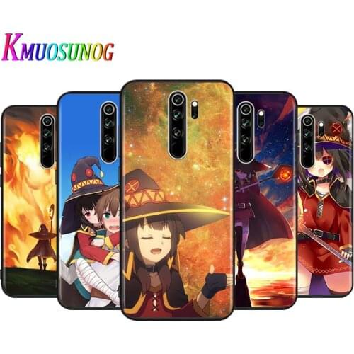 For Xiaomi Redmi Note 9 9S Max Phone Case Cartoon Konosuba Megumin Back For Redmi Note 8T 8 7 6 5 Pro 5A 4X Black Phone Cover
