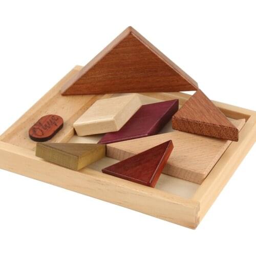 Children Tangram Puzzles Wooden Toys Geometric Shape Jigsaw Boards Logical Thinking Games Educational Square Toys Brain Training