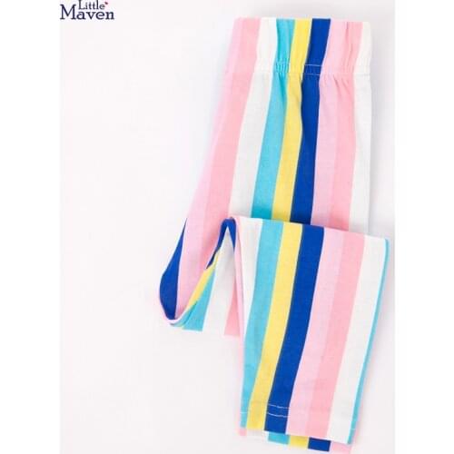 Little Maven New Spring Autumn Children Cute Colorful Striped Printed Basic Quality Cotton Knitted Girls Casual Pants