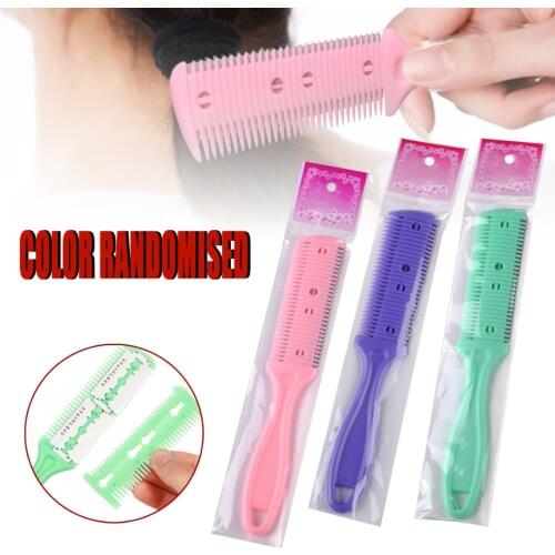 Mayitr 1pcs Double Sided Hair Razor Comb Handle Hair Razor Cutting Thinning Comb Home DIY Trimmer inside with Blades