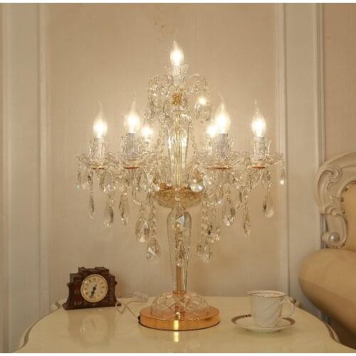 Classic Table Lamp for Living Room Bedside Table Lamps Child Room Decoration Iron and Crystal Table Lamp for Bedroom Lighting