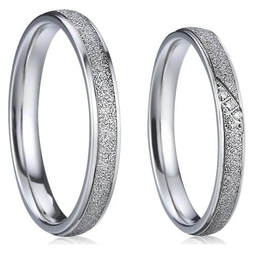 White gold wedding rings Lovers Alliance 1 Pair custom titanium jewelry his and hers proposal promise rings for couples