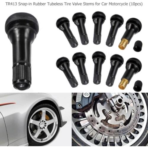 Tubeless Tire Valve Stems TR413 Snap-in Rubber Tubeless Wheel Tyre Valve Stem Caps for Auto Motorcycle ATV