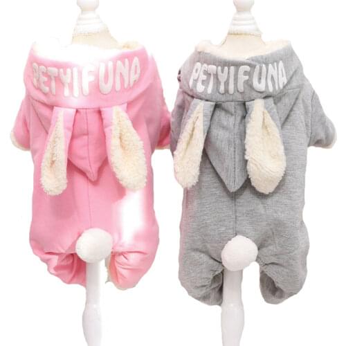 Dog Jumpsuit Soft Warm Fleece Pajamas Winter Pet Clothes Cute Rabbbit Puppy Hoodies Rommpers 4 Legs Clothing Outfit Chihuahua
