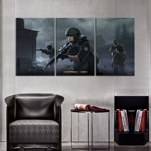 3 Piece Decorative Painting Poster New Fashion Office Home Mural Poster Contract Wars Person Shooter Game Painting Wholesale