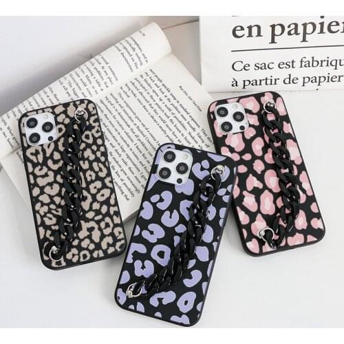 For Samsung Galaxy M32 A51 A52 A32 A72 A22 A12 S21 S20 FE S10 S9 Plus S8 A31 A50 A21S A71 A70 A10 A40 Leopard Chain Wrist Case