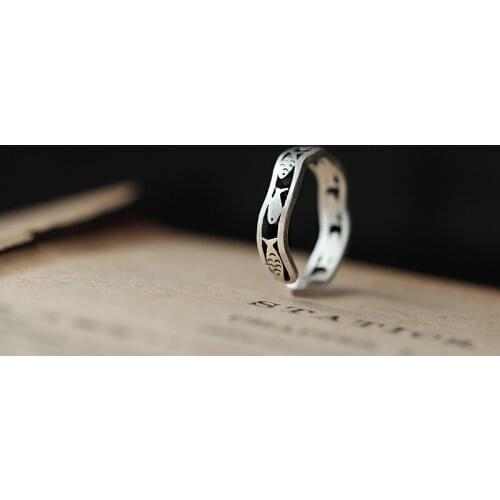 Personality Vintage Silver Color Fish Rings For Women Fashion Retro Antique Rings Bridal Wedding Jewelry Anillos