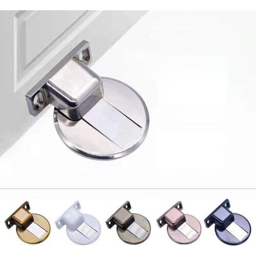 Zinc alloy Non Punching Hidden Door Stopper Door Holders Catch Floor Mounted Nail-free Door Stops 3M Sticker door stop