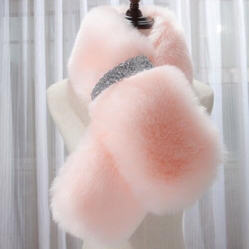 Fashion Women Winter Fur Scarf Imitation Rabbit Fur Collar Shawl Neck Warmer Wedding Dress Wraps Accessories