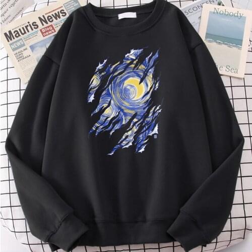 Vincent Van Gogh Starry Night Pianting Hoodies Long Sleeve O Neck Harajuku Sweatshirts Mens Casual Loose Fleece Hooded Clothes