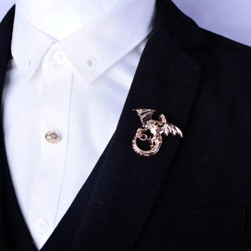 DoreenBeads Fashion Men Brooches Alloy Gold Silver Color Animal Fire Dragon Brooch Vintage Jewelry Accessories Brooches,1 PC