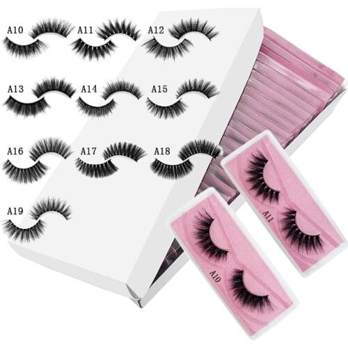 Hand Made False Eyelash Faux Mink Eyelashes Natural Long 3D Mink Lashes 10/20/30/40/50 Pairs Makeup Natural False Lashes In Bulk