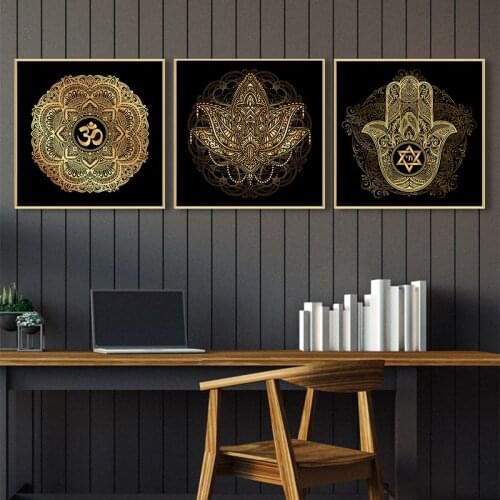 Hamsa Hand Buddhism Nordic Posters and Prints Home Decor Wall Picture Mandala Lotus Canvas Paintings For Living Room Customized
