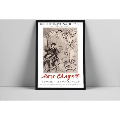 Marc Chagall Original exhibition poster, Louvre exposition, Gallery Mansart, Art print, Modern art, Surrealism print, Marc Chaga