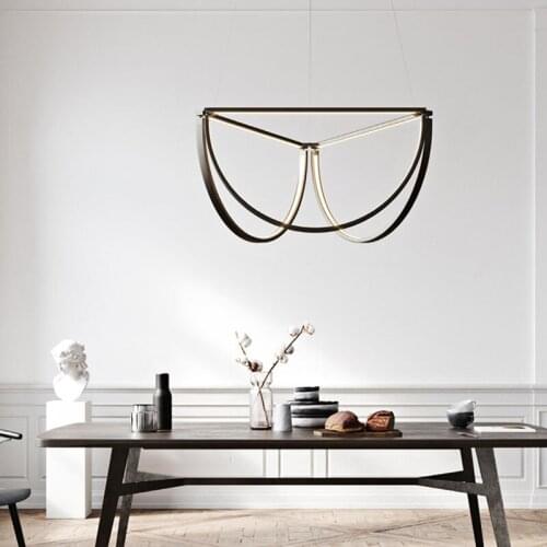 Pendant lights modern designer fashion simple hotel villa dining room living room LED cloakroom bedroom D-shaped pendant lights