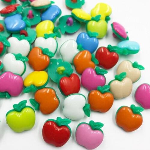 50 pcs 18mm Mixed Color Apple Shank Plastic Buttons Childrens Apparel Sewing Accessories DIY Scrapbooking Crafts PT345