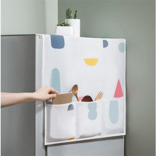 Refrigerator Dust Cover Storage Bag Washing Machine Storage Organizer Bags Hanging Bag With Pocket