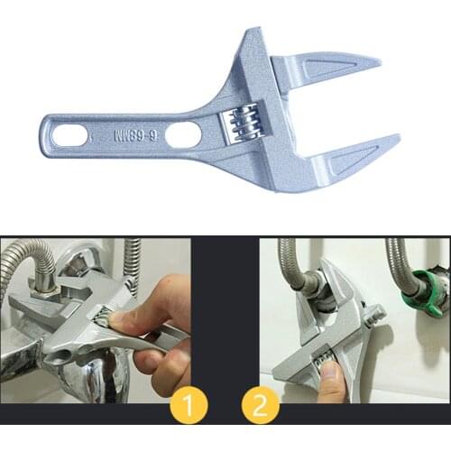 Adjustable Snap Grip Handle Wrench Short Shank Large Opening Spanner Bathroom Universal Repair Tools