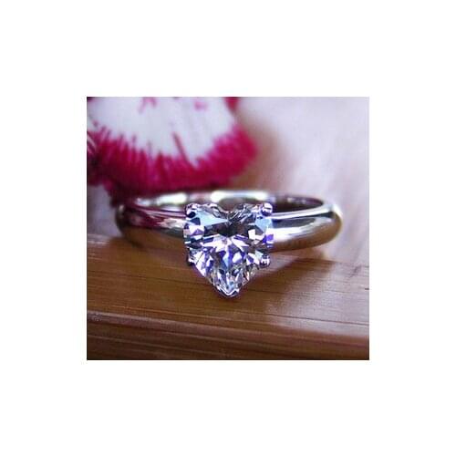 TR254 Classic heart shaped 1Carat sona Simulated Gem Engagement Rings For Women,Solitaire Ring with accents Wedding rings