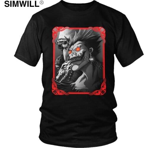 Unique Mens Death Note T-shirt Short Sleeved Round-neck Cotton Tshirt Printed light yagami ryuk Tee Loose Fit Shirts Clothes