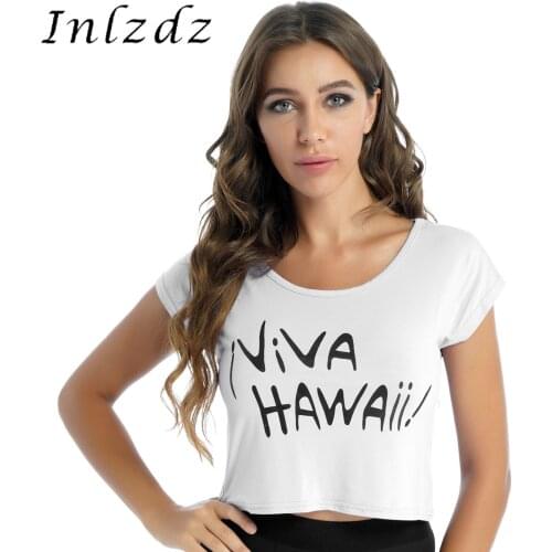 Womens Ladies Fashion Letter Print Casual Loose T-shirt New Summer Fitness Crop Top Short Sleeve Girls Round Neck Party Clubwear