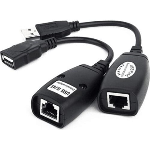 1pair USB 2.0 Male To Female Cat6 Cat5 Cat5e 6 Rj45 LAN Ethernet Network Extender Extension Repeater Adapter Converter Cable