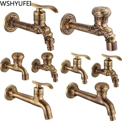 Wall Mount Bibcock Brass Retro Tap Decorative Outdoor Garden Taps Washing Machine Mop Luxury Antique Home hardware decoration