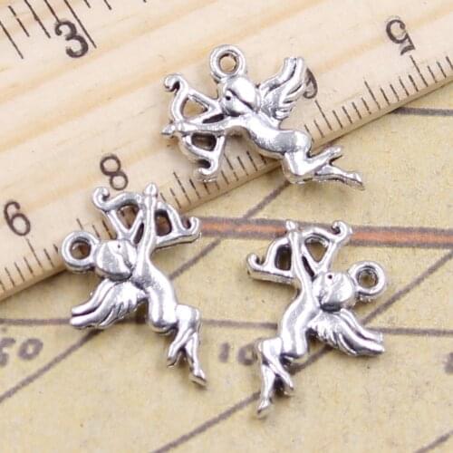 20pcs Charms Love Angel Cupid 20x15mm Antique Bronze Silver Color Pendants Making DIY Handmade Jewelry Factory Wholesale