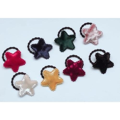 24pcs Fashion Cute Velvet Star Hair Ties Solid Small Star Elastic Hair Hands Princess Headwear Girls Hair Accessories