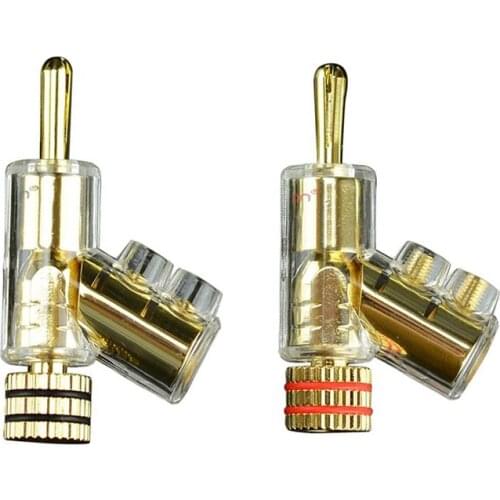 4pcs pieces High Performance Gold plated Rhodium Plated Banana Lock Plug HiFi Speaker Banana Connectors
