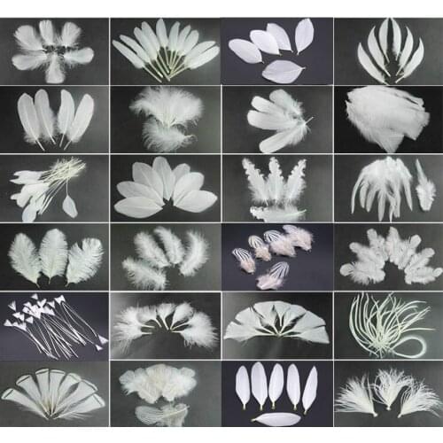 50Pcs/Lot! White Ostrich Goose Pheasant Feathers for Crafts Chicken Turkey Feather Wedding Party Accessories Decoration Plumes