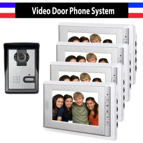 7 Inch Monitor Video Door Phone Intercom Doorbell Camera Intercom Monitors 1 Camera 4 Monitor Video Intercom Door bell System