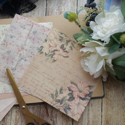 8 Sheets/lot 16.5*16.5cm Retro Baihe Flower Hand Tearing Paper Design Wrapping Creative Craft Background Scrapbook Paper