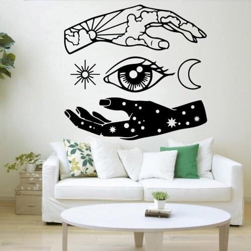 Abstract Wall Decal Hand Moon Sun Eye Star Vinyl Wall Stickers Home Decoration Accessories For Living Room Bedroom Wardrobe Y859