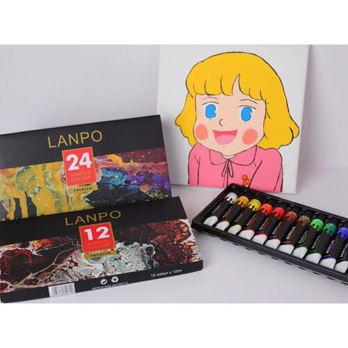 Acrylic Paints 12/24 Colors Professional Brush Set 12ml Tubes Artist Drawing Painting Pigment Hand Painted Wall Paint DIY