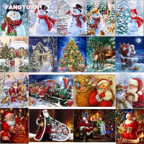 Diy 5D Art Cute Father Christmas Reindeer Snowman Diamond Painting Full Square Round Drill Embroidery Cross Stitch Kit Home Deco