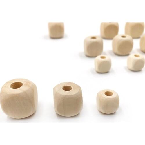 8-20mm DIY Natural Ball Square Spacer Wooden Beads Lead-Free Wooden Balls Big Large Hole Wooden Beads For DIY Jewelry Making