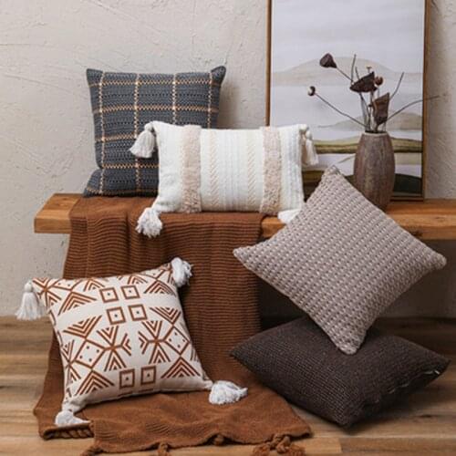 Tassel Tufted Cushion Cover 45x 45cm/30x50cm Sofa Throw Pillow Case Cover for Living Room Bedroom Pillowcase Home Decoration
