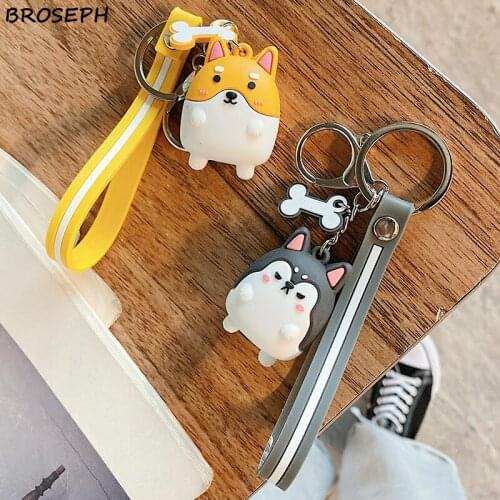 3D Cute Cartoon Corgi Husky Dog Keychain Earphone Case Cover Key Chain Accessories For Women Girls Key Holder Trinket Gifts