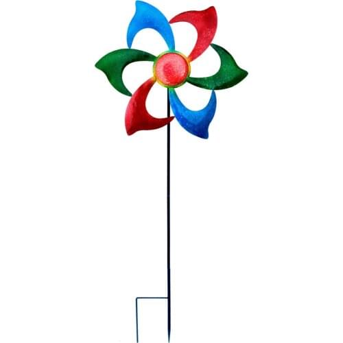 Pinwheel Garden Lawn Party Decor Toy Gift Stake Windmill Decorations Outdoor Art Double Iron Metal Durable Kinetic