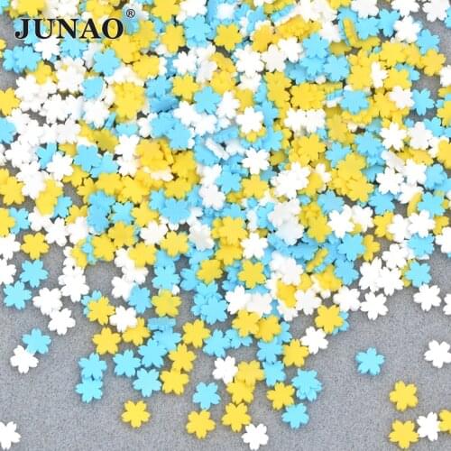 JUNAO 10g 5mm Colorful Flower Rhinestone Stickers Body Face Nail Art Decorative Scrapbook Applique Buttons DIY Crafts Supplies