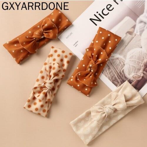 2020 Baby Retro Stretch Headband Dot Printed Solid Headbands Turban Newborn Hair Accessories Kids Bebes Headwear Infant Hairbow