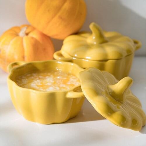 Diy Pumpkin Bowl Home Mixing Ceramic Creative Rice Western Dessert Fruit Bowl Pumpkin Bowl Cute Rice Fruit Western Colorful Bowl