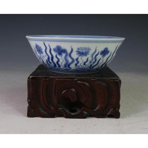 Antique MingDynasty porcelain bowl,Blue& white Seaweed bowl,Hand-painted crafts,Decoration,collection &Adornment