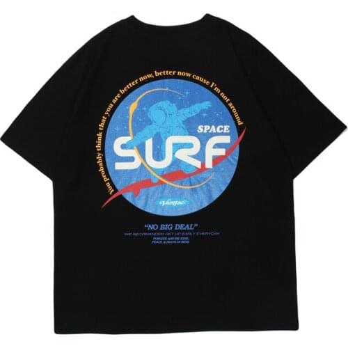 Summer Earth Rocket Print T-Shirt Men Fashion Hip Hop Streetwear Cotton Top Tee Male Harajuku Casual Short Sleeve Tshirts