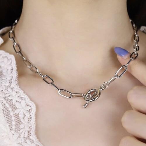 Hot Sale Punk Wind Rock Trendy Alloy Chain Short Clavicle Necklace European and American Simple Fashion Jewelry Female Party